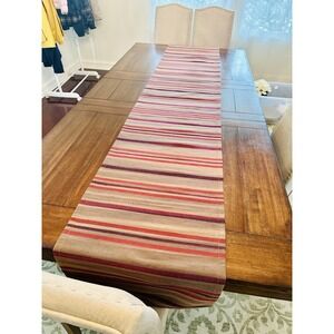 Pottery Barn Table Runner 18x108 inch Maroon, Red &  Tan Multicolor Striped